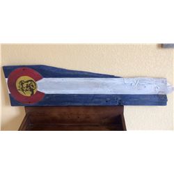 Colorado Flag & Bighorn Sheep Painted on Barn Wood