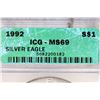 Image 3 : 1992 AMERICAN SILVER EAGLE ICG MS69