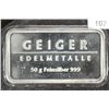 Image 1 : 50 GRAM .999 FINE SILVER INGOT GEIGER (SCHLOSS