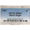 Image 3 : 1987 AMERICAN SILVER EAGLE PCGS MS69