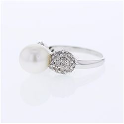 14KT White Gold 5.67ct Pearl and Diamond Ring