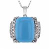 Image 1 : 14KT White Gold 11.69ct Turquoise and Diamond Pendant with Chain