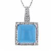 Image 1 : 14KT White Gold 6.57ct Turquoise and Diamond Pendant with Chain