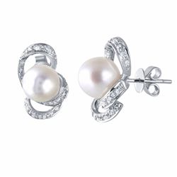 14KT White Gold 12.30ctw Pearl and Diamond Earrings