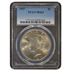 1927 $1 Peace Silver Dollar Coin PCGS MS63