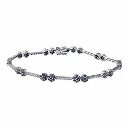 14KT White Gold 1.87ctw Blue Sapphire and Diamond Bracelet