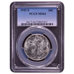 1942-S Walking Liberty Half Dollar Coin PCGS MS64