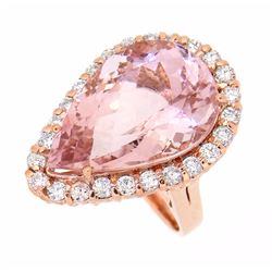 14KT Rose Gold 14.10ct Morganite and Diamond Ring