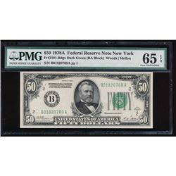 1928A $50 New York Federal Reserve Note PMG 65EPQ