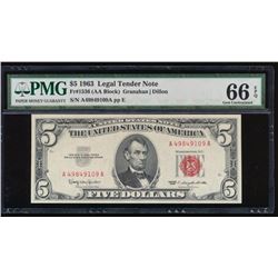 1963 $5 Legal Tender Note PMG 66EPQ