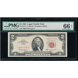 1963 $2 Legal Tender Note PMG 66EPQ