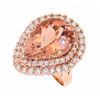 Image 1 : 14KT Rose Gold 8.36ct Morganite and Diamond Ring