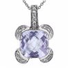 Image 1 : 14KT White Gold 3.63ct Amethyst and Diamond Pendant with Chain