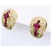 Image 3 : 18KT Yellow Gold Ruby and Diamond Earrings