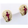Image 4 : 18KT Yellow Gold Ruby and Diamond Earrings