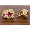Image 6 : 18KT Yellow Gold Ruby and Diamond Earrings