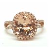 Image 1 : 14KT Rose Gold 4.00ct Morganite and Diamond Ring