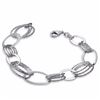 Image 1 : Sterling Silver Polished & Textured Oval Link Bracelet