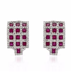 14KT White Gold 2.39ctw Ruby and Diamond Earrings