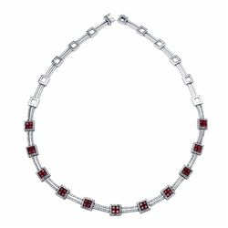 14KT White Gold 2.34ctw Ruby and Diamond Necklace