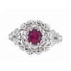 Image 1 : 18KT White Gold 0.77ct Ruby and Diamond Ring