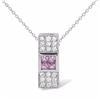 Image 1 : 18KT White Gold 0.36ctw Pink Sapphire and Diamond Pendant with Chain