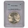 Image 1 : 1924 $1 Peace Silver Dollar Coin PCGS MS64