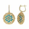 Image 1 : 14KT Yellow Gold 9.86ctw Turquoise and Diamond Earrings