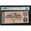 Image 1 : 1864 $5 Confederate States of America Note PMG 58