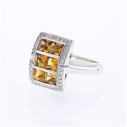 18KT White Gold 1.78ctw Citrine and Diamond Ring