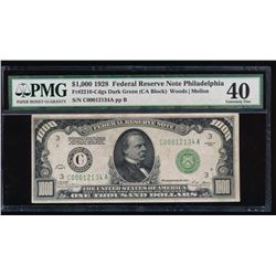 1928 $1000 Philadelphia Federal Reserve Note PMG 40