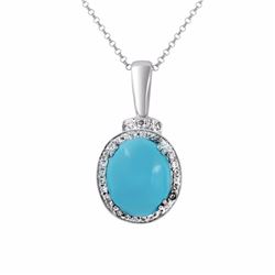 14KT White Gold 5.28ct Turquoise and Diamond Pendant with Chain
