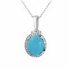 Image 1 : 14KT White Gold 5.28ct Turquoise and Diamond Pendant with Chain