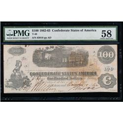 1861 $100 Confederate States of America Note PMG 58