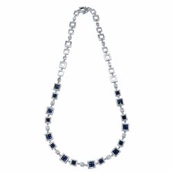 14KT White Gold 5.14ctw Blue Sapphire and Diamond Necklace