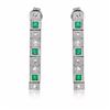 Image 1 : 14KT White Gold Emerald and Diamond Earrings