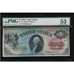 1869 $1 Legal Tender Note PMG 53