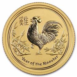 2017 Australia 1/10 oz Lunar Rooster Gold Coin