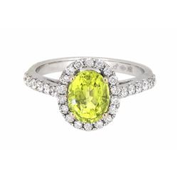 18KT White Gold 1.80ct GIA Cert Chrysoberyl and Diamond Ring