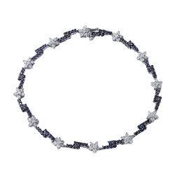 14KT White Gold 1.45ctw Blue Sapphire and Diamond Bracelet