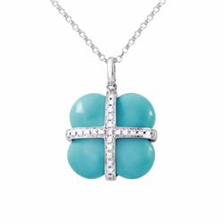 14KT White Gold 8.85ct Turquoise and Diamond Pendant with Chain