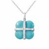 Image 1 : 14KT White Gold 8.85ct Turquoise and Diamond Pendant with Chain