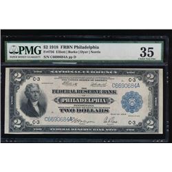 1918 $2 Philadelphia Federal Reserve Note PMG 35