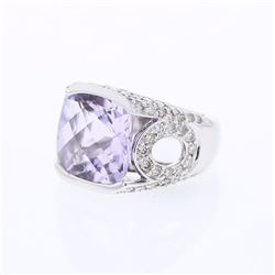 14KT White Gold 8.24ct Amethyst and Diamond Ring