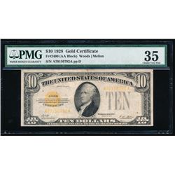 1928 $10 Gold Certificate PMG 35