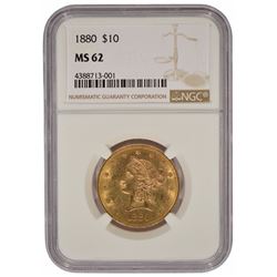 1880 $10 Liberty Head Eagle Gold Coin NGC MS62