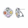 Image 1 : 14KT White Gold 3.80ctw Multi Color Sapphire and Diamond Earrings