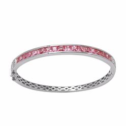 14KT White Gold 5.07ctw Pink Sapphire and Diamond Bracelet