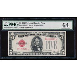 1928A $5 Legal Tender Note PMG 64