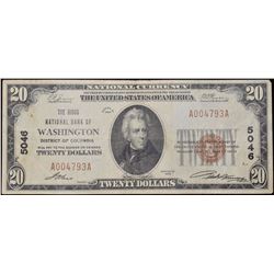 1929 $20 National Bank of Washington Note